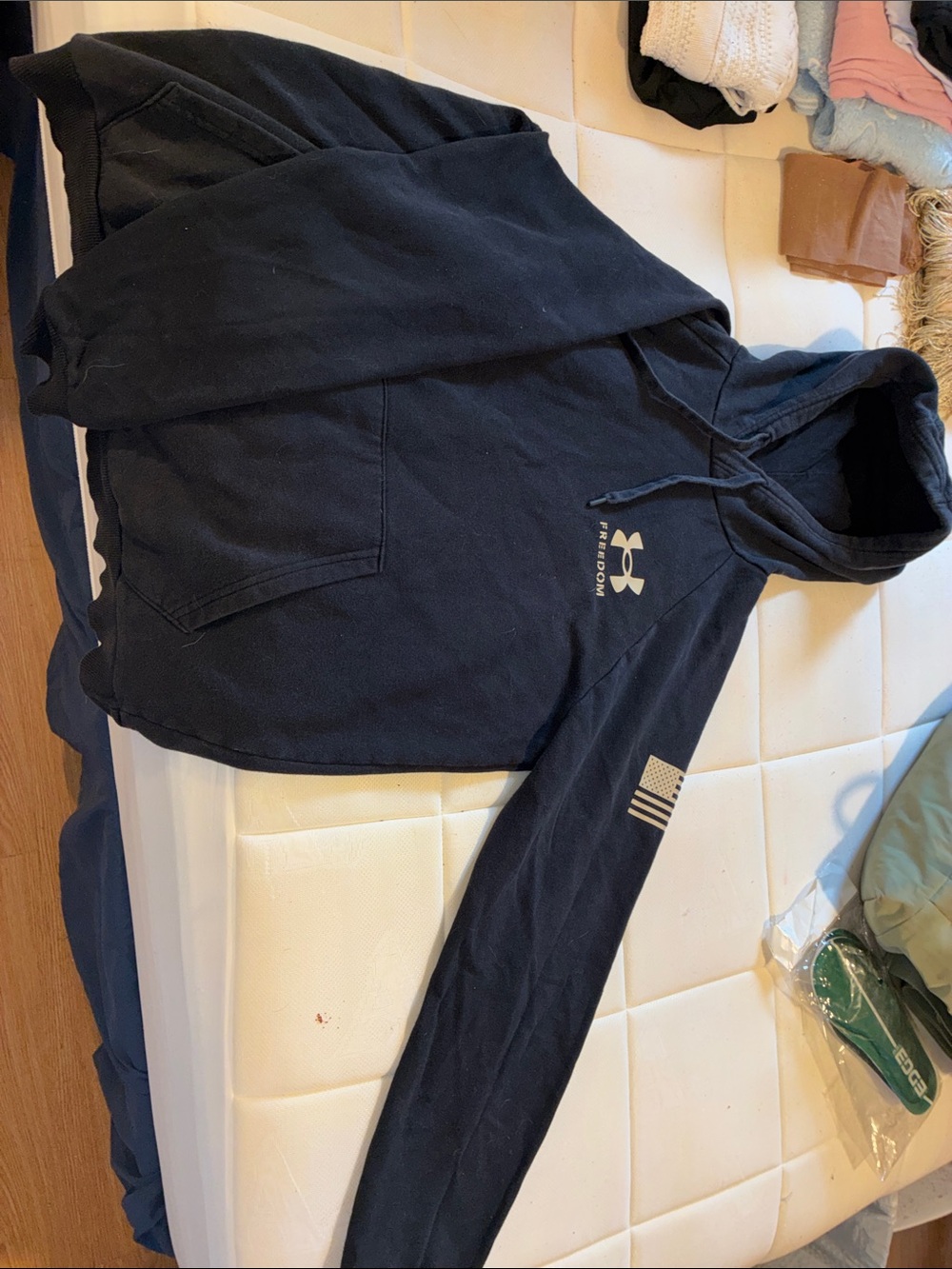 Under Armour Navy Hoodie with Flag Sleeve Accent